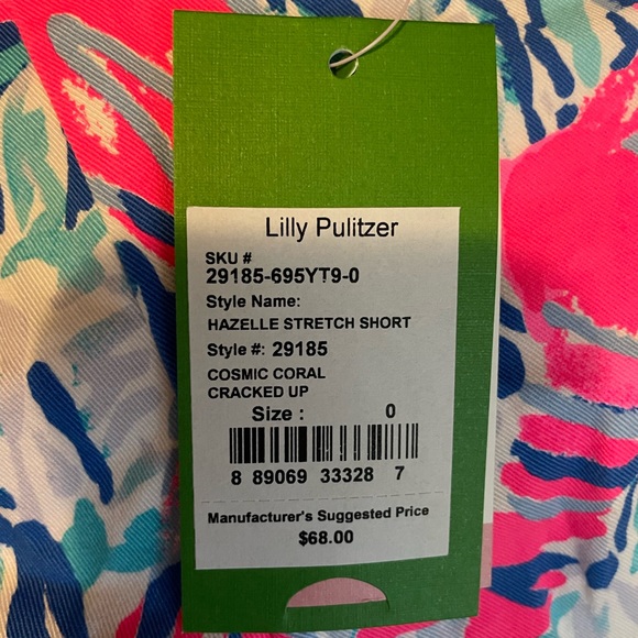 NWT Lilly Pulitzer hazelle stretch shorts- Cosmic Coral Cracked up print - Picture 6 of 6
